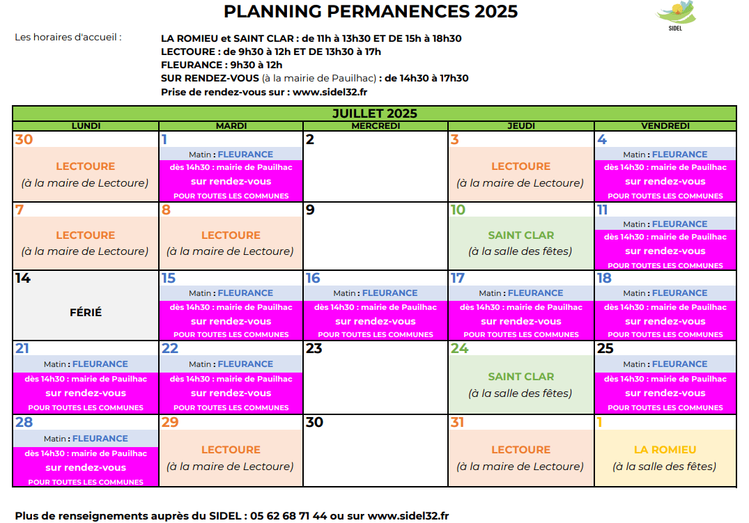 reproduction miniature - Planning des permanences